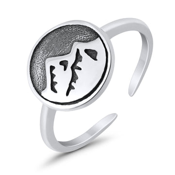 Adjustable Mountain Toe Ring 925 Sterling Silver (10mm)